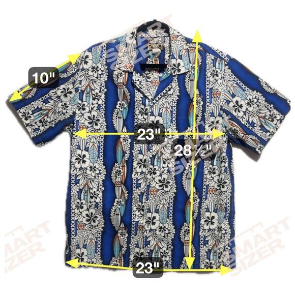 VTG Pali Collection Hawaiiian Shirt Men’s Large Blue Surfboard Lei Hibiscus Rare - Picture 7 of 7